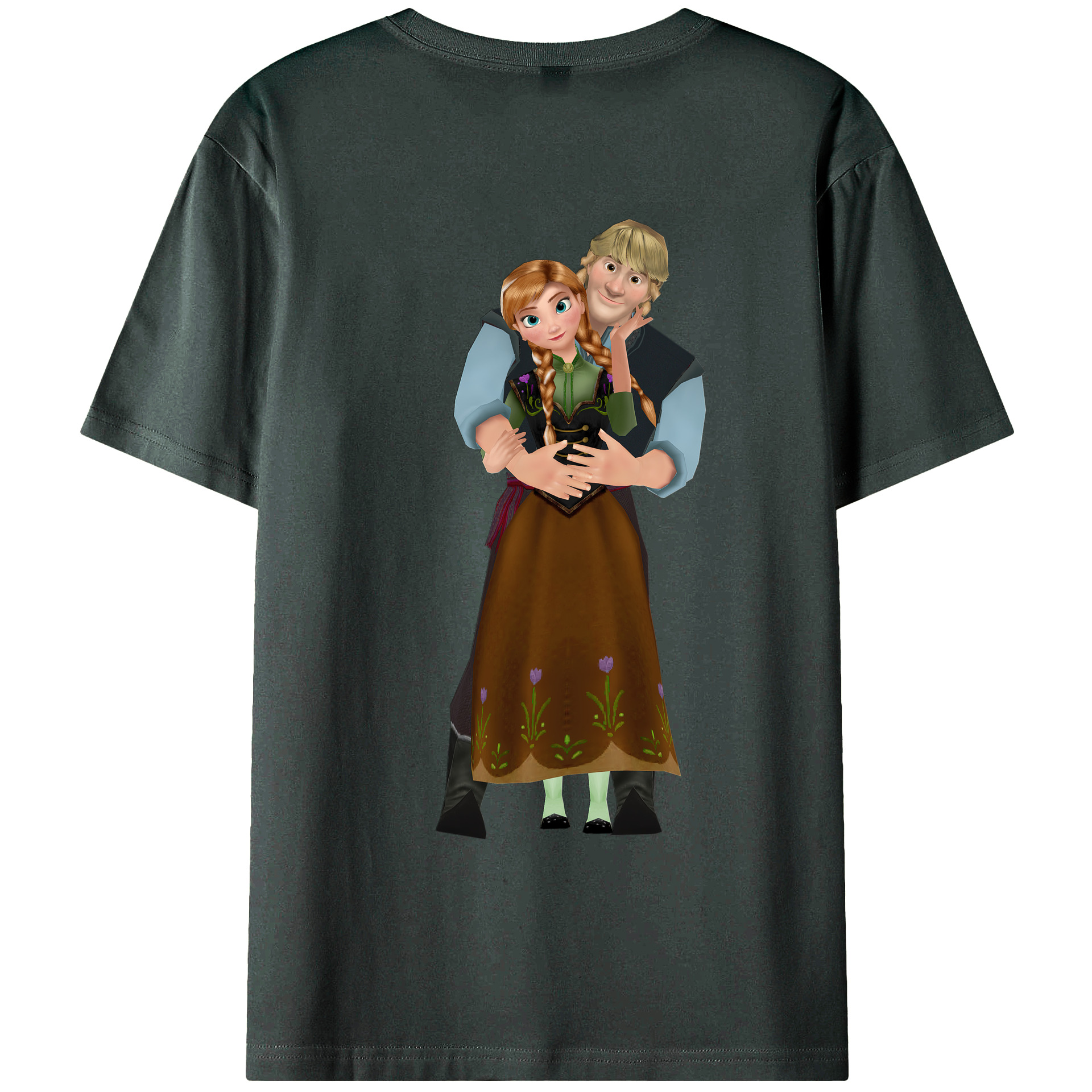 （画像用） アナと雪の女王 アンナ エルサ Frozen Anna Elsa 綿100％ メンズ半袖Tシャツ（バックプリント） 通気性
